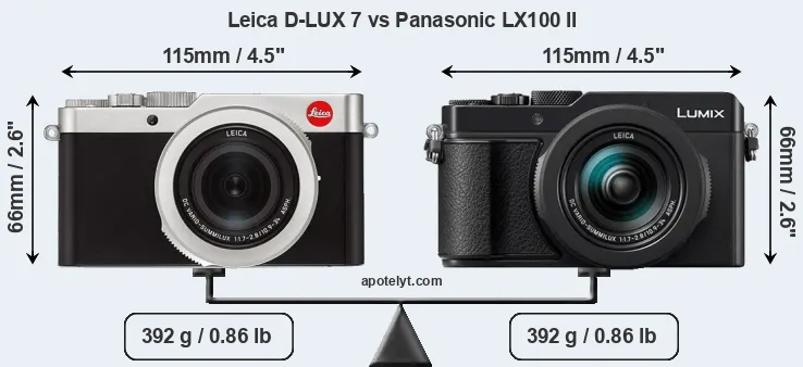 Size Leica D-LUX 7 vs Panasonic LX100 II