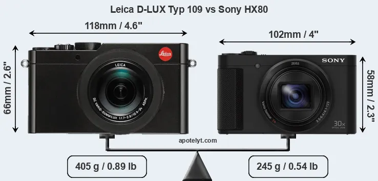 Size Leica D-LUX Typ 109 vs Sony HX80