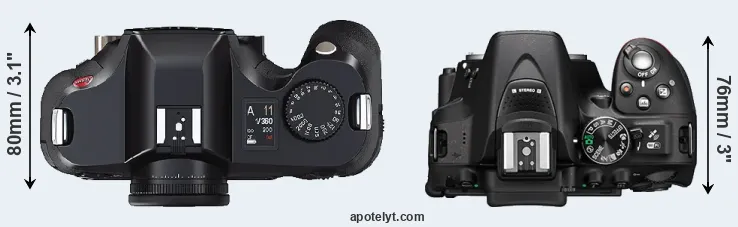 Compare S2 versus D5300 top
