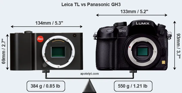 Size Leica TL vs Panasonic GH3