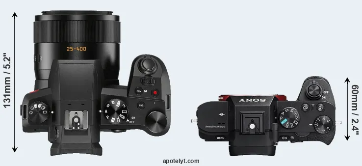 Compare V-LUX 5 versus A7 II top