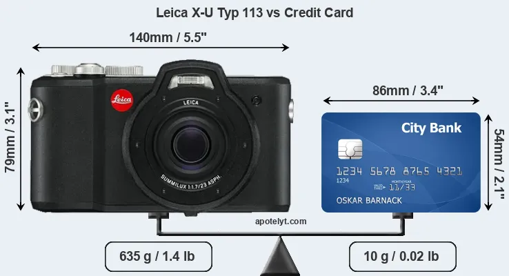Leica X-U Typ 113 vs credit card front