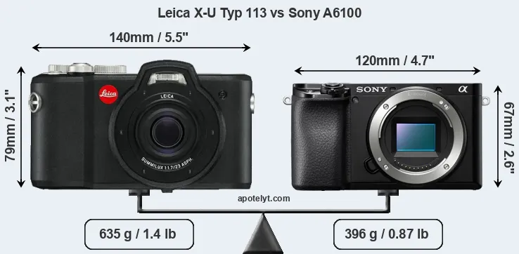 Size Leica X-U Typ 113 vs Sony A6100