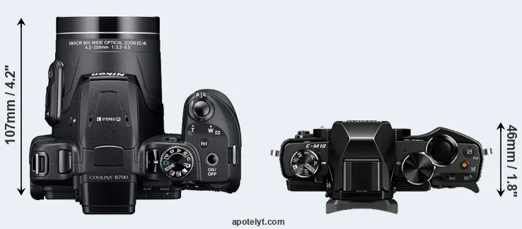 Compare B700 versus E-M10 top