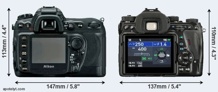 Comparison D200 or K-1 II rear