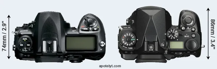 Compare D200 versus K-1 II top