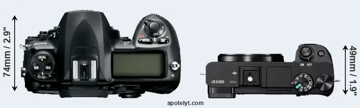 Compare D200 versus A6300 top