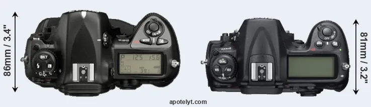 Compare D2X versus D300S top