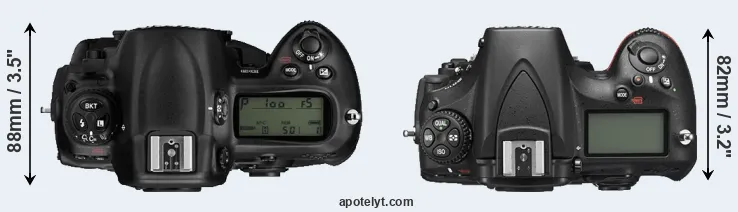 Compare D3 versus D810 top