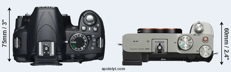 Compare D3100 versus A7C top