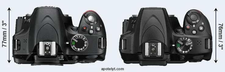 Compare D3200 versus D3400 top