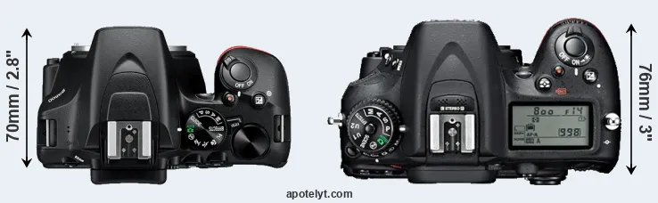 Compare D3500 versus D7100 top