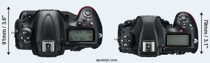 Compare D4 versus D850 top