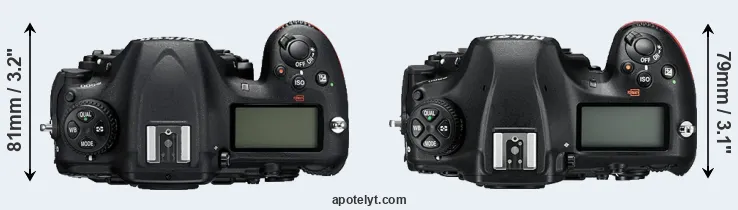 Compare D500 versus D850 top