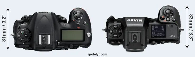 Compare D500 versus Z8 top