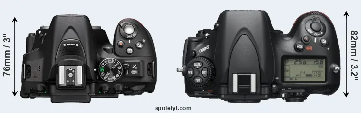 Compare D5300 versus D800 top