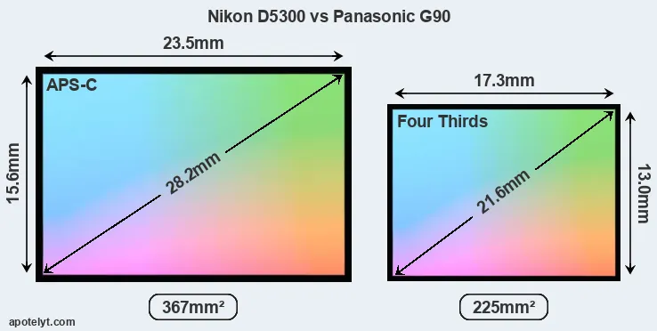 Nikon D5300 and Panasonic G90 sensor measures