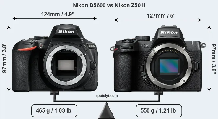 Size Nikon D5600 vs Nikon Z50 II