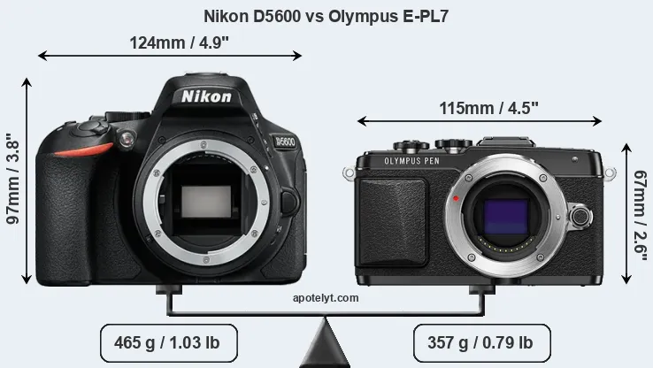 Size Nikon D5600 vs Olympus E-PL7