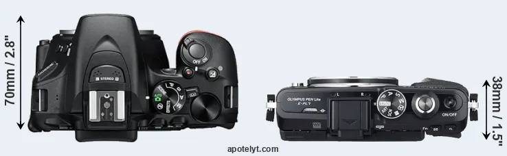 Compare D5600 versus E-PL7 top