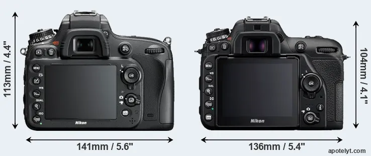 Comparison D610 or D7500 rear