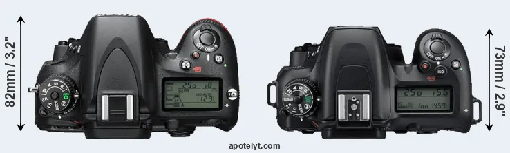 Compare D610 versus D7500 top