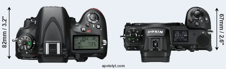 Compare D610 versus Z6 top
