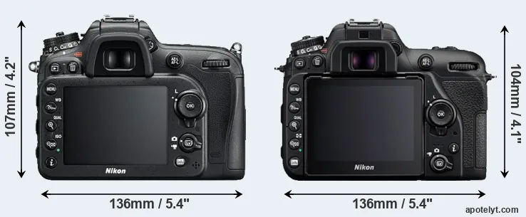 Comparison D7200 or D7500 rear