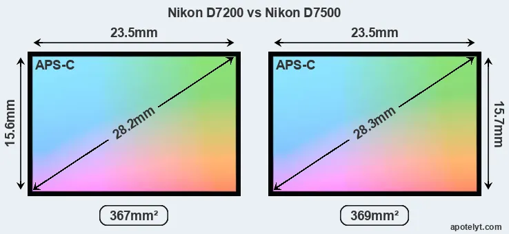 Nikon D7200 and Nikon D7500 sensor measures