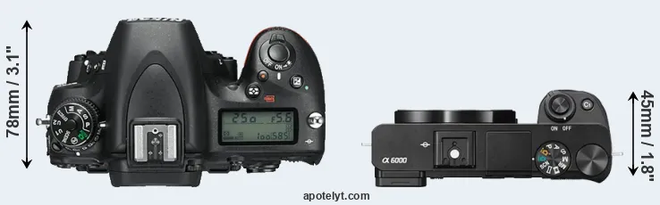 Compare D750 versus A6000 top