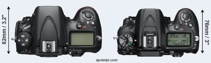Compare D800E versus D7200 top