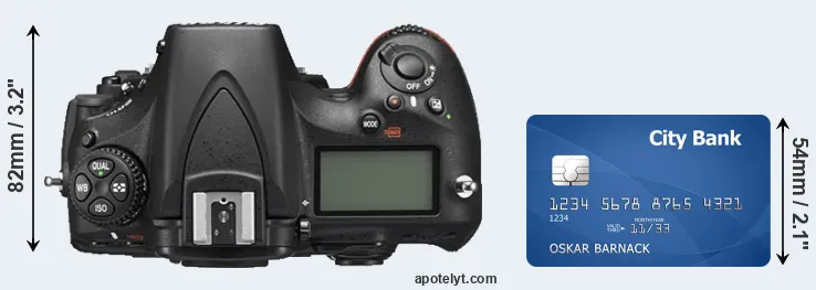 D810 versus credit card top view