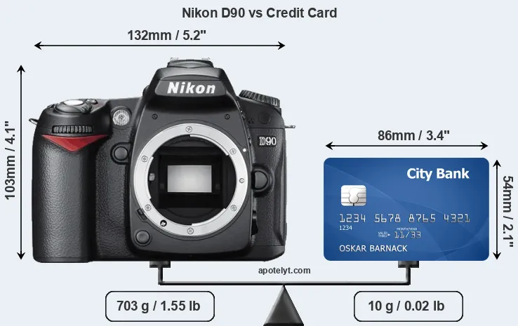 Nikon D90 vs credit card front
