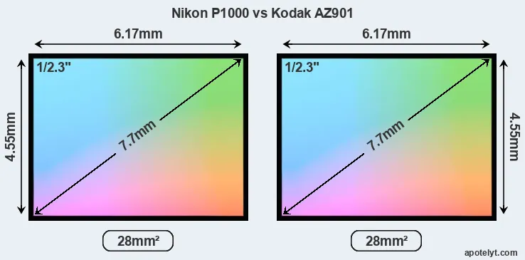 Nikon P1000 and Kodak AZ901 sensor measures