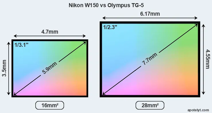 Nikon W150 and Olympus TG-5 sensor measures