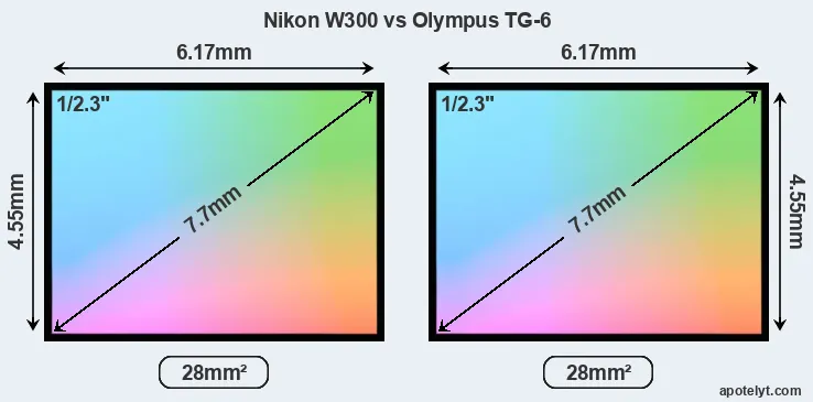 Nikon W300 and Olympus TG-6 sensor measures