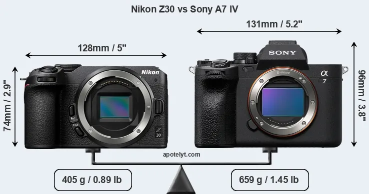 Size Nikon Z30 vs Sony A7 IV
