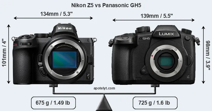 Size Nikon Z5 vs Panasonic GH5