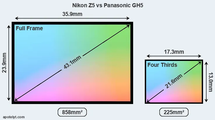 Nikon Z5 and Panasonic GH5 sensor measures