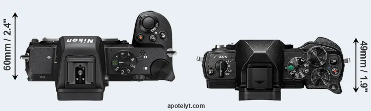 Compare Z50 versus E-M10 IV top