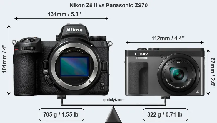Size Nikon Z6 II vs Panasonic ZS70