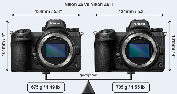 Size Nikon Z6 vs Nikon Z6 II