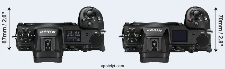 Compare Z6 versus Z6 II top