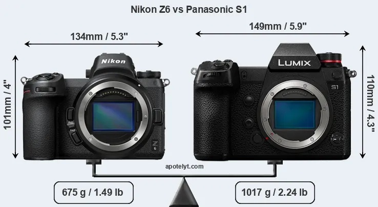 Size Nikon Z6 vs Panasonic S1