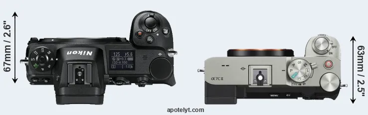 Compare Z6 versus A7C II top