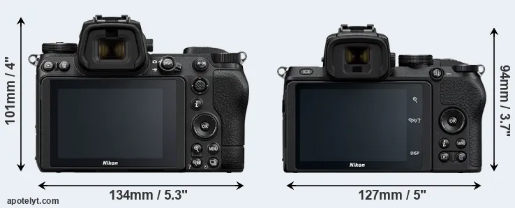 Comparison Z7 II or Z50 rear