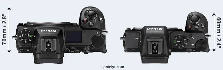 Compare Z7 II versus Z50 top