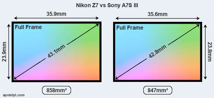 Nikon Z7 and Sony A7S III sensor measures