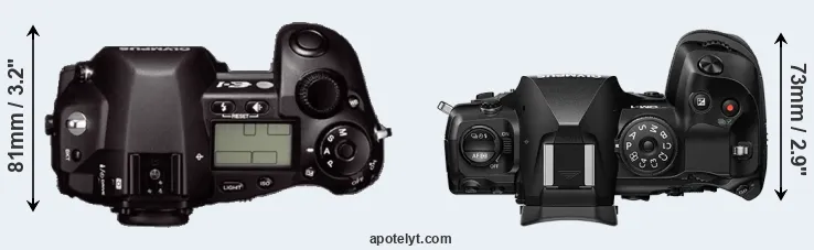 Compare E-1 versus OM-1 top