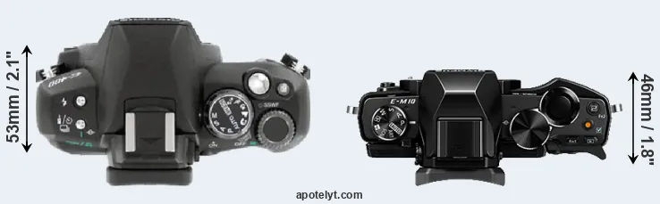 Compare E-400 versus E-M10 top